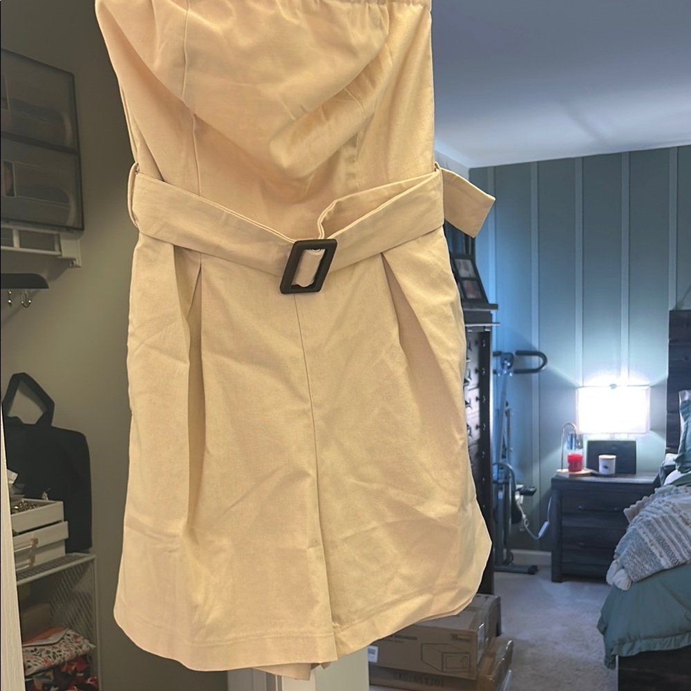 Elegant Cream Belted Dress